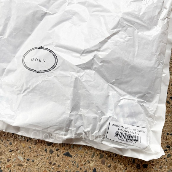 Doen Emmaretta Dress in Blue Gingham Size Medium NWT - Picture 2 of 13